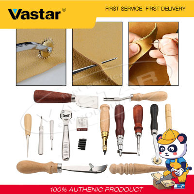 Vastar 18Pcs Craft DIY Handmade Tools Punch Edger Trench Device Belt Puncher Set Leather Hand Tools