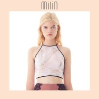 [MILIN] Sleeveless and backless halter neck crop top เสื้อแขนกุด ผูกคอ ทรงครอปท็อป ผ้าพิมพ์ลาย ลายหินอ่อน สีเขียว/สีชมพู Xin Nian Top Jade marble/Pink marble