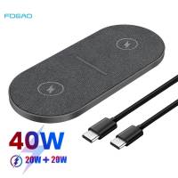 40W Wireless Charging Pad สำหรับ iPhone 14 13 12 11 XS XR 8 Airpods Pro 3คู่20W ประเภท C ถึง C 2 In 1 Qi Fast Charger Dock Station