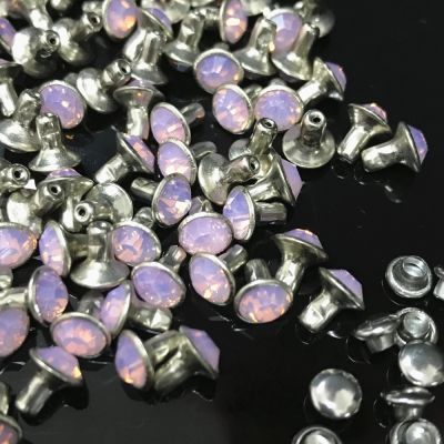 【CW】 New Coming 50PCS 4MM Rose Water Opal CZ Hardware Rivets Pink Crystal Leather Craft Punk Studs Fit Making