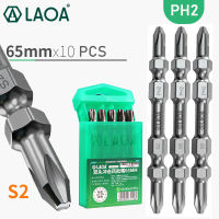 LAOA บิต Phillips 10ชิ้นบิตไขควงสองหัว65มม. S2 PH2ไขควงslotted Phillips สว่านไฟฟ้าหัวไขควง