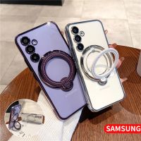 เคสโทรศัพท์ปลอกสำหรับ Samsung Galaxy A24 A34 A54 5G A14 LTE 2023ฝาหลังใสอะคริลิคเคสกันกระแทกมือถือวงแหวนยึดกรอบ TPU แบบนุ่มทั้งหมดรวมป้องกันการตก