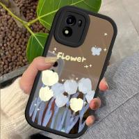 เคสสำหรับเคส Vivo Y01ภาพวาดสีน้ำมันเคสลายดอกไม้พื้นผิวกระจกบางนุ่มบางเคสโทรศัพท์