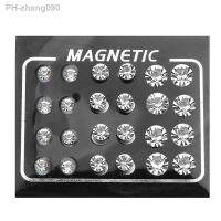 12pairs/lot Round Zircon Magnet Stud Earring Rhinestone Magnetic Ear Studs Magic Unisex Lovers Stud Earrings Wholesale 4/5/6 mm