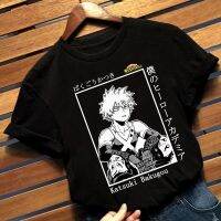 อะนิเมะของฉัน Boku No Hero Academia Katsuki Bakugou พิมพ์ T เสื้อผู้หญิงด้านบน Harajuku เสื้อยืดเสื้อฐาน O-Neck สีขาวและสีดำ Tee สั้น