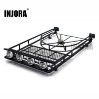 INJORA โลหะแร็คหลังคากระเป๋า C Arrier ที่มีไฟ LED สำหรับ110 RC ตีนตะขาบ D90 Axial SCX10 SCX10 II 90046