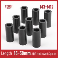 10/15/25/50Pcs M3 M4 M5 M6 M8 M10 M12 Black ABS Non-Threaded 15-50mm Nylon Spacer Round Hollow Standoff Washer PCB Board Screw Nails Screws  Fasteners