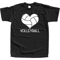 เสื้อยืดผ้าฝ้ายพิมพ์ลาย เสื้อยืดคอกลม ผ้าฝ้าย 100% พิมพ์ลาย I Love Volleyballer Heart สําหรับผู้ชาย  3ZYV