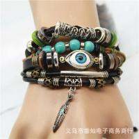 [COD] Jewelry Beaded Eyes Multi-Layer Braided Cowhide Stall Supply Dropshipping