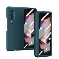 สำหรับ Samsung Galaxy Z Fold 3 2บานพับบานพับเคสพร้อมฟิล์มกระจกหน้าจอเคสป้องกันทั้งตัวพลาสติกแข็งสำหรับ Z Fold3 5 U5A7 SiChuanZhiChengMao