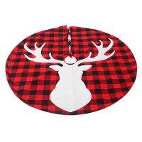 1 Pcs Red and Black Plaid Elk Christmas Tree Skirt Christmas Home Decorations Christmas Tree Bottom Decoration