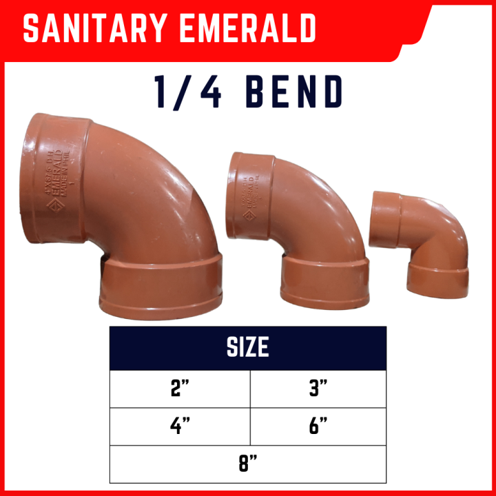 Sanitary PVC Fittings Emerald 1/4 Bend (Sizes 2",3",4") Sold per pc