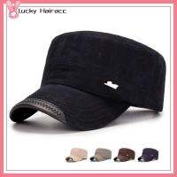 LUCKY HAIRACC ผ้าคอตตอน หมวกกองทัพ ปรับได้ปรับได้ ระบายอากาศได้ระบายอากาศ หมวกแก๊ปเบสบอล ฤดูใบไม้ผลิฤดูร้อน ลำลองแบบสบายๆ หมวกนักเรียนนายร้อย สำหรับผู้ชาย