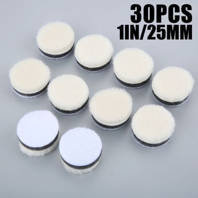 30Pcs 1 Inch Polishing Pads Wool Grinding Buffing Polishing Wheel For Car Polisher Or Glass Buffing Cleaning Drill Rotary Tool