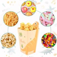 12pcs Childrens Birthday Party Candy Snacks Paper Dinosaur Box Box Popcorn C7A3