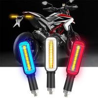 2ชิ้นสากล LED รถจักรยานยนต์เลี้ยวไฟ DRL Moto กะพริบตัวบ่งชี้ไฟกระพริบไหลกระพริบ Moto หางโคมไฟที่มีความยืดหยุ่น