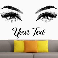 ✸☾ Eyelashes Brows Wall Decal Beauty Salon Vinyl Sticker Custom Text Eyebrows Decal Sticker Eye Quote Make Up 2153