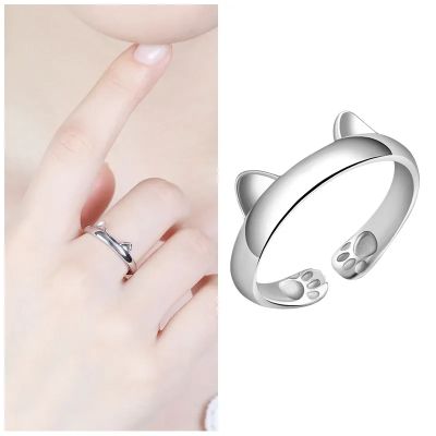 Muswannas】แหวนกรงเล็บแมวแบบเปิดน่ารักสำหรับผู้หญิง,แหวนอุ้งเท้าแมวหวานแหวววสำหรับปาร์ตี้ของขวัญของขวัญสัตว์เลี้ยงแหวนแต่งงานผู้หญิง