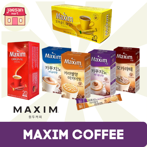 KOREAN MAXIM INSTANT COFFEE 10/20 Sticks/Box (Flavors ORIGINAL / MOCHA GOLD / CAPUCCINO