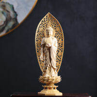 (100 Origina)Shakyamuni ขวด Kuan Yin 3 Gods พระพุทธรูปรูปปั้นไม้ Figurines ไม้แกะสลักเครื่องประดับหัตถกรรมสำหรับตกแต่งบ้าน