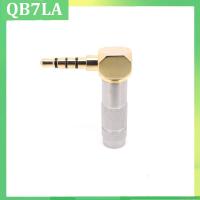 QB7LA Store 3.5mm Jack 4 Poles Audio Plug 90 Degree Right Angle Earphone Splice Adapter HiFi Headphone Terminal Solder Gold Plated Connector