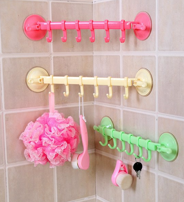 6 Hooks Wall Mounted Plastic Toilet Door Sticky Hook Bathroom Door Hanger Lazada PH