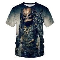 Summer New Mens 3D Printing Casual Mens T-Shirt Alien Predator Couple Round Neck Short Sleeve Top