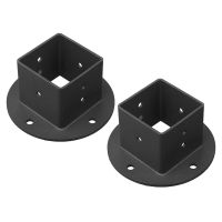 2Pcs 2X2 Square Fence Pole Flange Base Pergola Post Base Brackets Kit,Heavy Duty Wall Mount Post Anchor Base Brackets