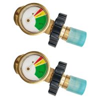 2 Pack Propane Tank Adapter with Gauge Converts Tank Service Valve to QCC1 / Type 1 for BBQ Gas Grill Accessories