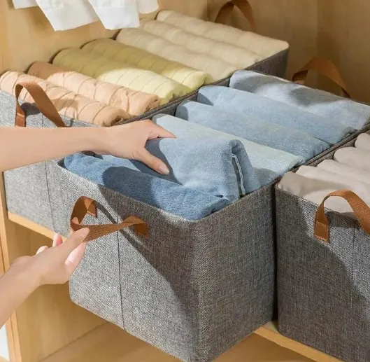 Large Foldable Storage Organizers Closet Drawer Sweater Pants Shirts  Sundries Sorting Box Wardrobe Clothes Storage Box Organizer