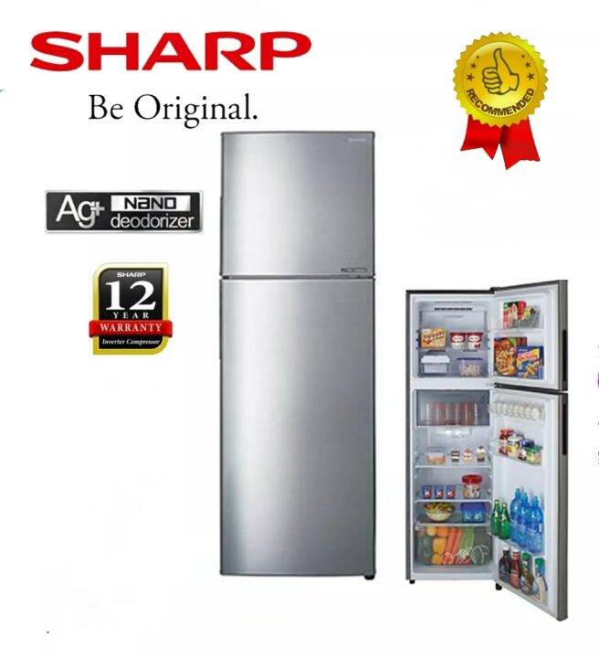 sharp 360l inverter 2 door fridge shp sj366mss