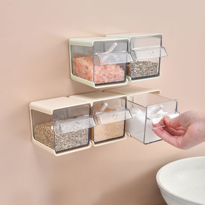 Tool Jar Bowl For Kitchen Spice Rack Storage Shelf Pepper Plastic Container Salt Wall-mounted Sugar