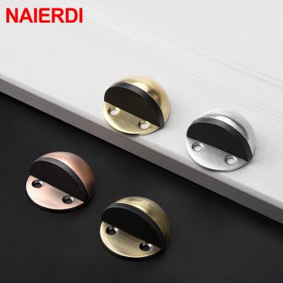 【DT】hot！ NAIERDI 7 Colors Rubber Door Stopper Non Punching Sticker Holders Catch Floor Mounted Nail-free Stops