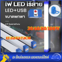 (17CM-72CM) หลอดไฟLEDไร้สาย ไฟฉุกเฉิน4โหมดพกพา100W/80W/60W/30Wหลอดไฟ ติดกำแพง หลอดไฟแขวน ชาร์จUSB LED Rechargeable Emergency Lightสำหรับเดินป่า ตั้งแคมป์ ไฟฉุกเฉิน