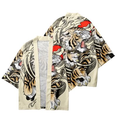 เสื้อคาร์ดิแกน พิมพ์ลายการ์ตูนเสือ สไตล์ญี่ปุ่น แฟชั่นดั้งเดิม สําหรับผู้ชาย และผู้หญิง QC7311626