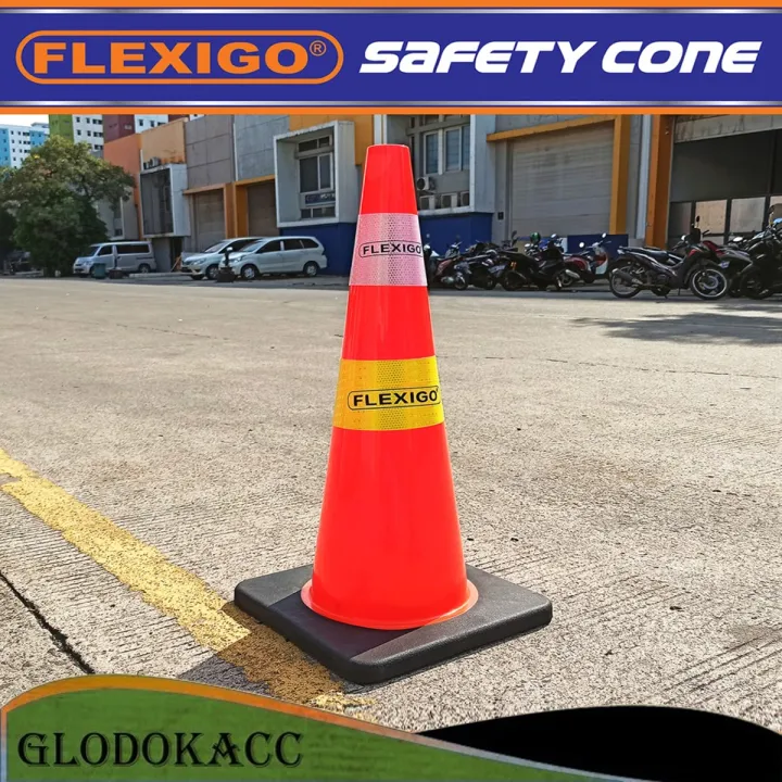 Safety Traffic Cone 70 Cm Kerucut Lalu Lintas 2.4 Kg PVC Rubber Flexi ...