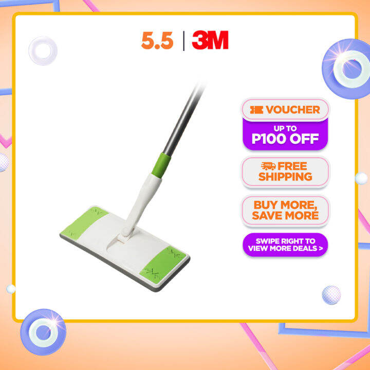 ☜3M Scotch Brite Easy Sweeper Plus Mop, Raised cushion pad with