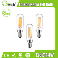 3ชิ้นหลอดไฟเอดิสัน Led E14 2W 4W T25แก้วสไตล์วินเทจหลอดไฟทรงแหลมเส้นใยขาวอบอุ่นประหยัดพลังงานหลอดไฟหลอดไฟแบบหรี่ได้220V สำหรับโคมไฟระย้าพัดลมติดเพดาน