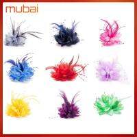 MUBAI ของเด็ก Fascinator การแสดงเต้นรำ เข็มกลัด ข้อมือดอกไม้ กิ๊บติดผมขนนก กิ๊บติดผมเจ้าสาว อุปกรณ์ผมจัดงานแต่งงาน