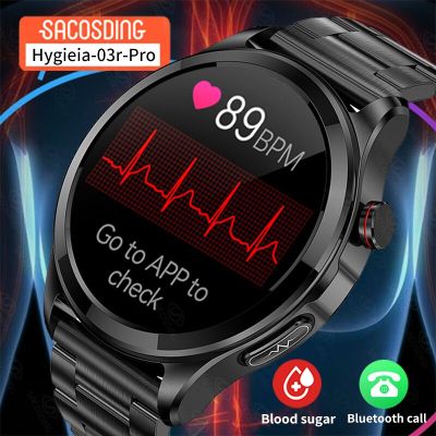 Hygieia-03r Pro  2023 New Blood Glucose Smart Watch Men Bluetooth Call Watches Thermometer Heart Rate Sleep Monitoring Sport Smartwatch For Mens
