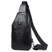 ✐❄ Crocodile Pattern New Mens Chest Bag Messenger Bag Large Capacity Casual Leather Mens Bag Chest Backpack Outdoor Travel Trend