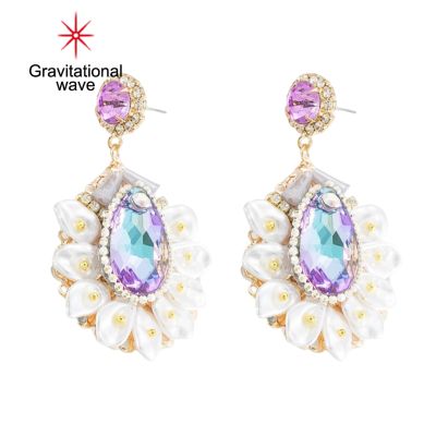 Gravitational Wave ต่างหู1คู่สะดุดตา Shiny Teardrop-Shaped Fashion Drop Earrings สำหรับสวมใส่ทุกวัน