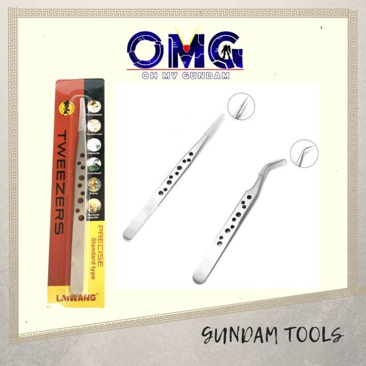 Tool Lai Wang Stainless Steel Straight Tweezer Gundam Laiwang Curve