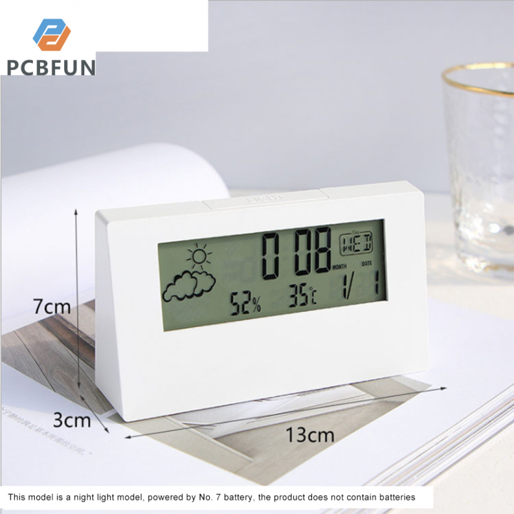 pcbfun-นาฬิกาแอลซีดี-เครื่องวัดความชื้นและอุณหภูมินาฬิกาปลุกไฟฟ้า-ins-แบบโปร่งใสจอแสดง-jam-beker-kecil-เด็กและนักเรียน
