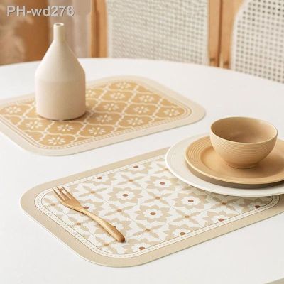Retro Nordic Leather Table Mat Simple PU Placemat Waterproof Oilproof Heat-Insulated Mat Plate Bowl Anti-heat Pad Desktop Decor