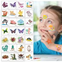 102pcs/Set No Repeated Cartoon Temporary Tattoo Butterfly Dinosaur Car Ocean Cowboy Unicorn Stickers Kids Waterproof Disposable Stickers