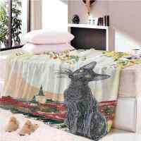 Cat random blockage point line 3D warm Plush Fleece Blanket picnic sofa