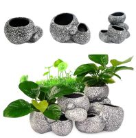 hot【cw】 New Aquarium Decoration Bonsai Stone Pot Cave for Breeder Shelter Filter