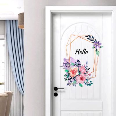 [COD] zsz1770 plant flowers English door stickers glass decorative wall background simple creative