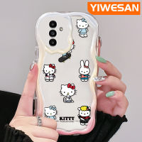 YIWESAN เคสปลอกสำหรับ Samsung กาแลคซี A13 A13 5G เคส A14 A04s เฮลโลคิตตี้และกระต่ายสีสันสดใสเคสป้องกันกล้องเคสโทรศัพท์โปร่งใสเคสซิลิโคนอ่อนชัดเจนกันกระแทก